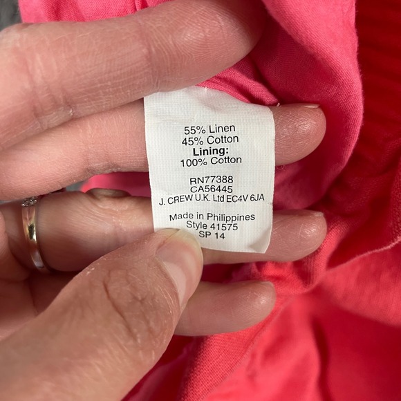 J. Crew Women's Skirt 12 Pink Linen Blend Mini Smocked Pockets Preppy Vacation - Picture 5 of 8